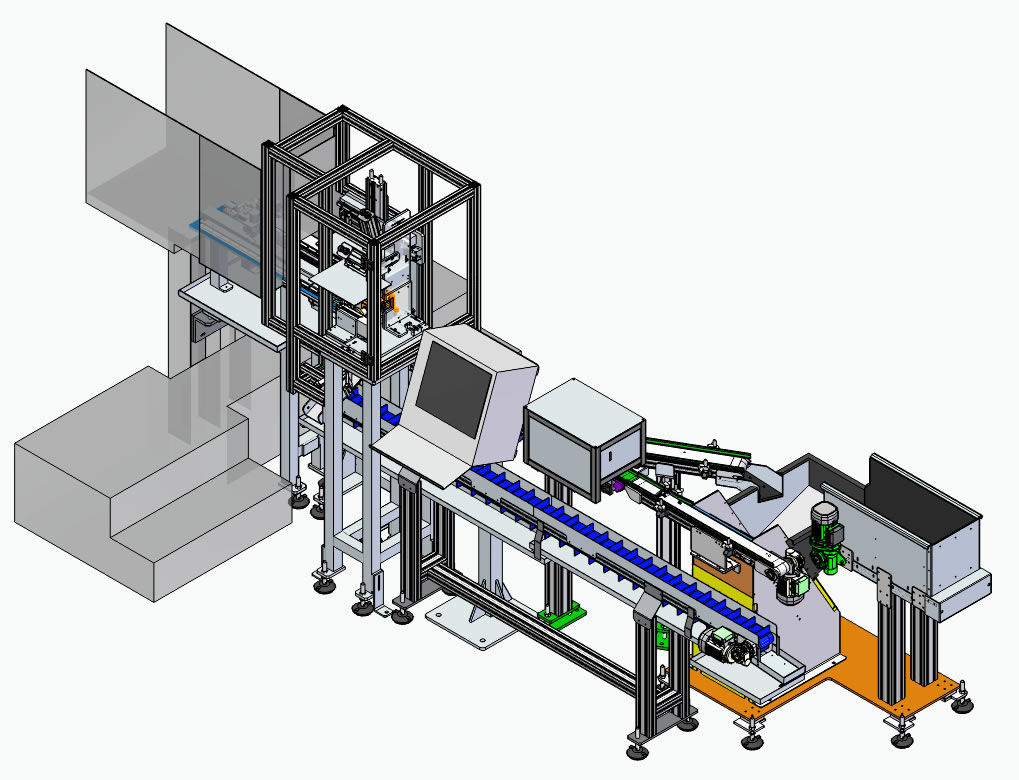 Feeder system for parts with complex geometry